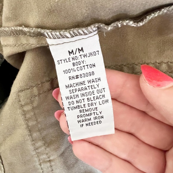 Ci Sono Green Camo Print Denim Full Zip Utility Jacket Women's Size Medium M - Picture 6 of 7